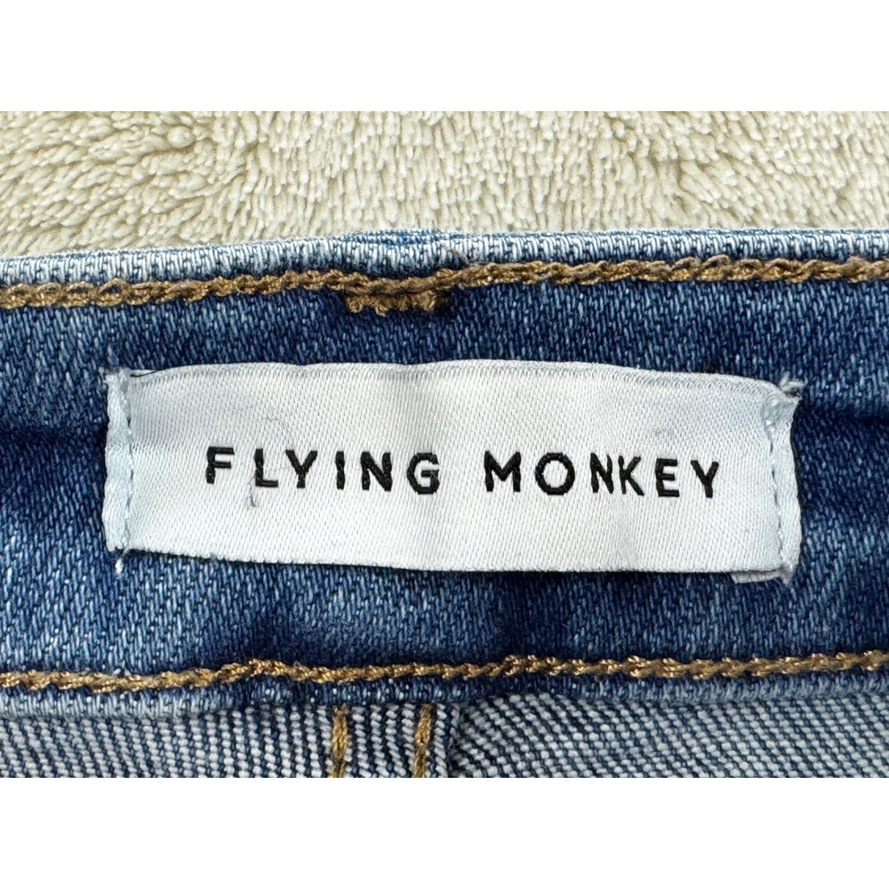 Flying Monkey Womens High Rise Raw Hem Blue Straight Jeans 26 Meas: 27x27.5 - Picture 3 of 5